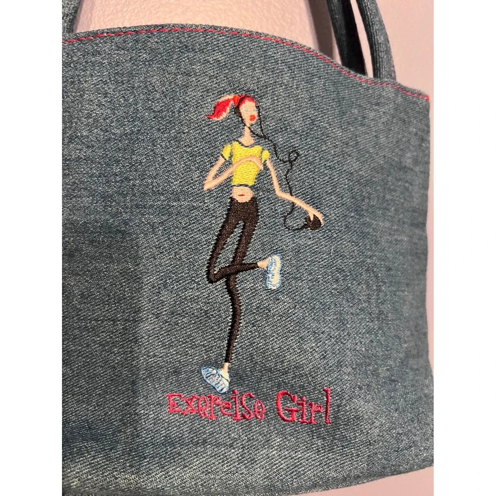 The Girls Sunny Hawaii Exercise Girl Blue Denim Small Tote Bag Y2K‎ Mini Purse